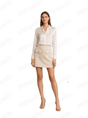 ✨ Maison d'Amélie Paris Ivory Tweed Mini Skirt  Size US 8 (EU 38)  Pre-owned